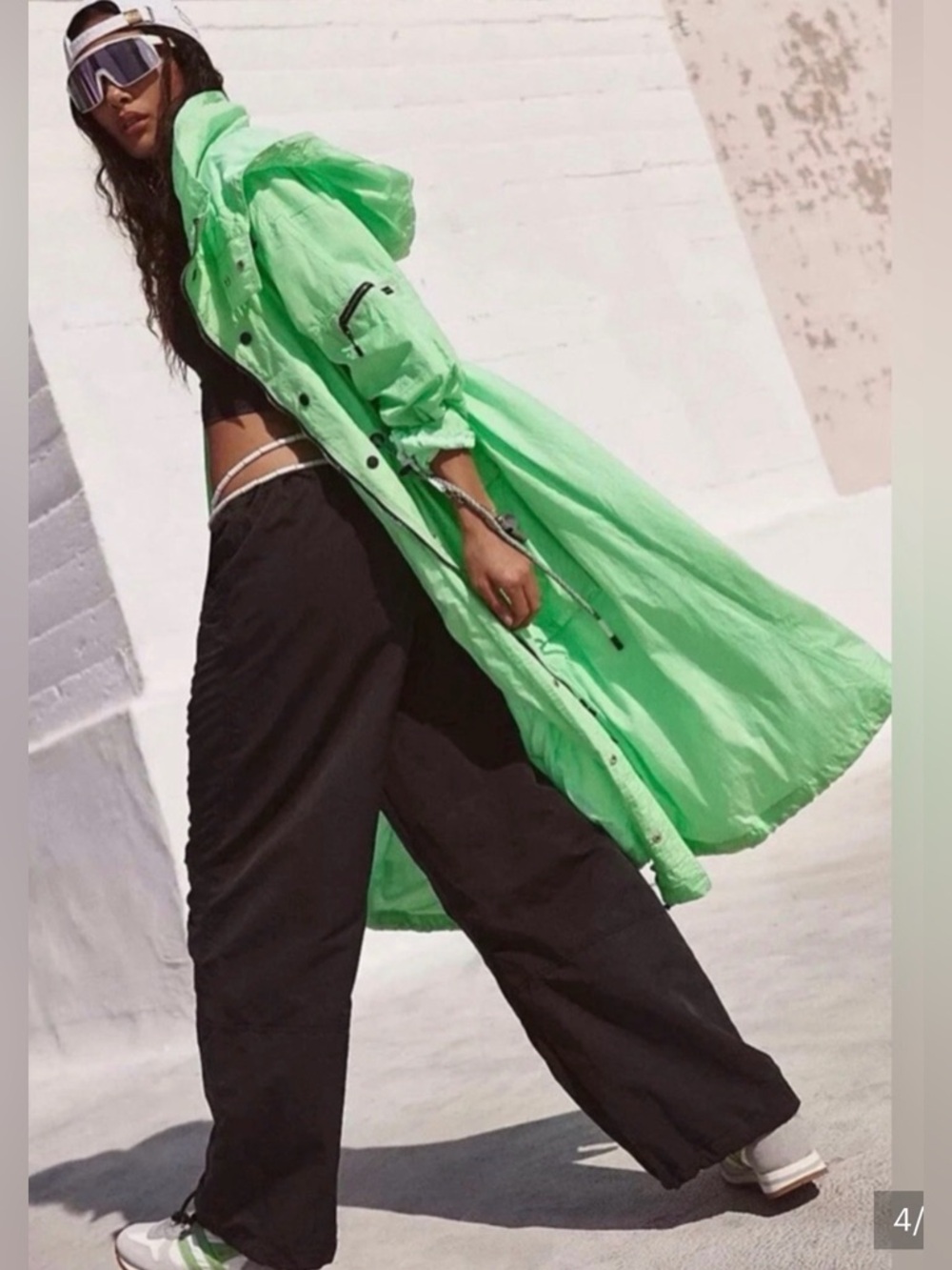 Free People Movement Aurora Maxi Windbreaker Parka Jacket Neon Lime Medium - Picture 2 of 9
